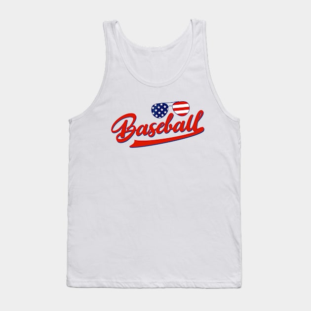 Baseball American Flag Sunglasses Tank Top by Etopix